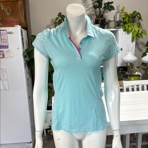 Adidas XS golf shirt, Women's Light teal and neon pink like new Polo Shirt